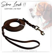 Dog Training Show Leash Pure Leather - 9 feet length